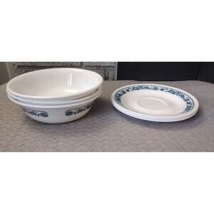 6 Piece Corning Corelle "Old Town Blue Onion" 3 Cereal Bowls 3 Saucers